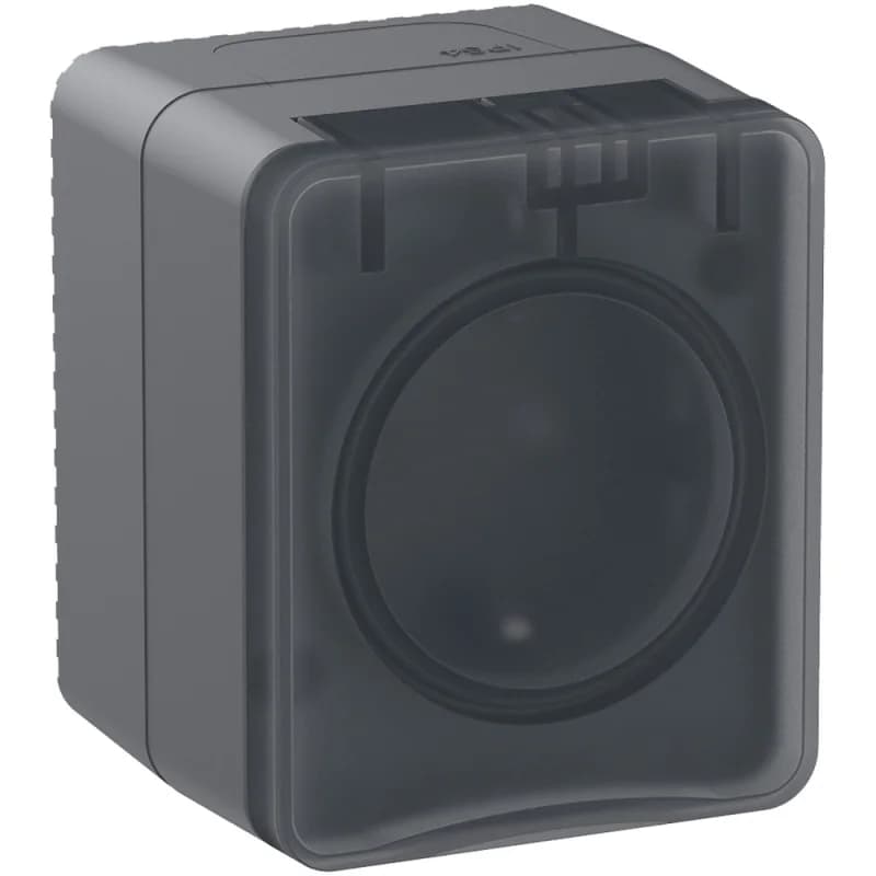 Розетка с заземлением со шторками накладная, 16А/250B IP54 Schneider AtlasDesign Profi54 антрацит