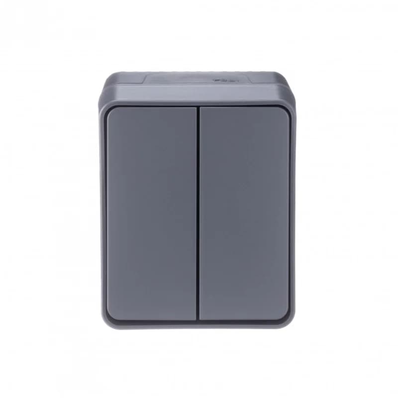 Выключатель 2-клавишный накладной 10А IP54 Schneider AtlasDesign Profi54 антрацит