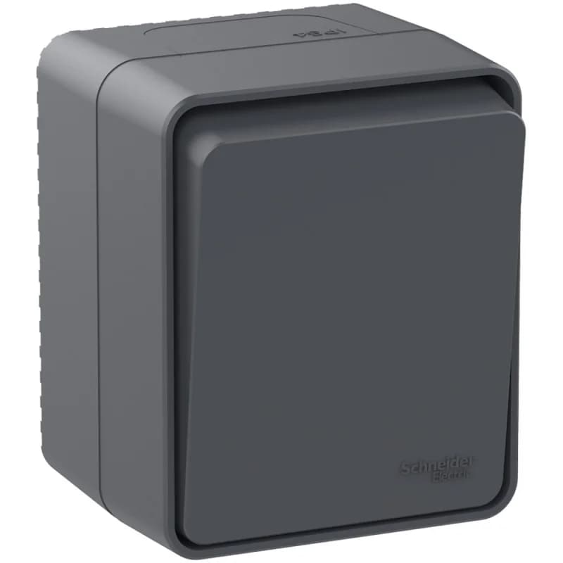 Переключатель 1-клавишный накладной 10А IP54 Schneider AtlasDesign Profi54 антрацит