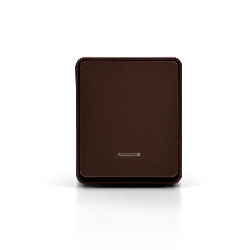 Выключатель 1-клавишный с подсветкой накладной 10А IP54 Schneider AtlasDesign Profi54 коричневый