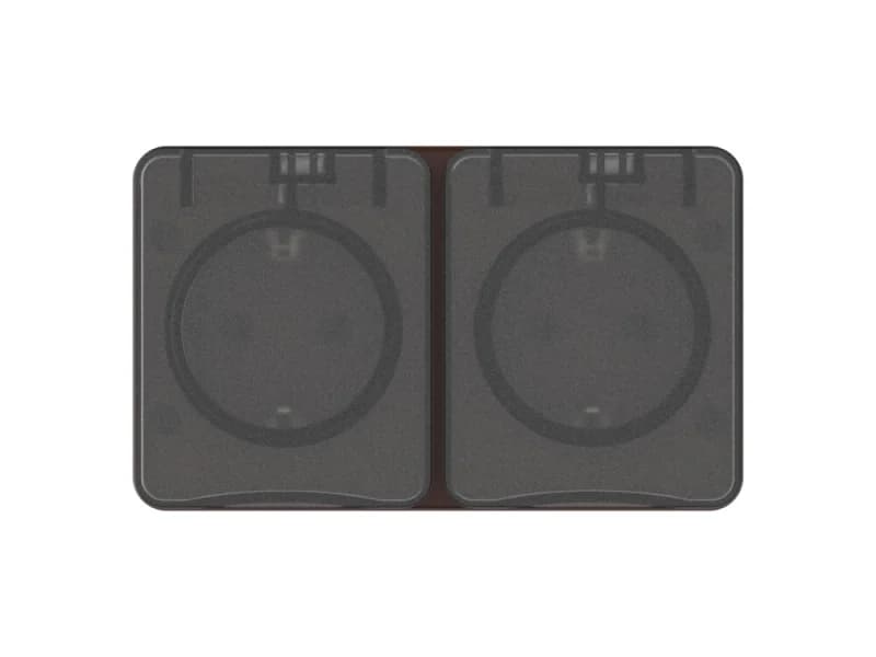 Розетка 2-ая с заземлением со шторками накладная, 16А/250B IP54 Schneider AtlasDesign Profi54 коричневый