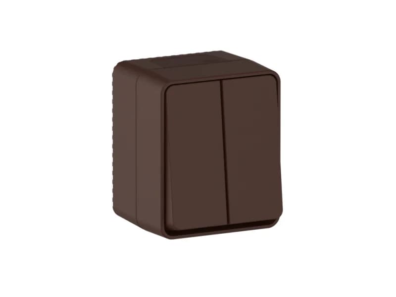 Выключатель 2-клавишный накладной 10А IP54 Schneider AtlasDesign Profi54 коричневый