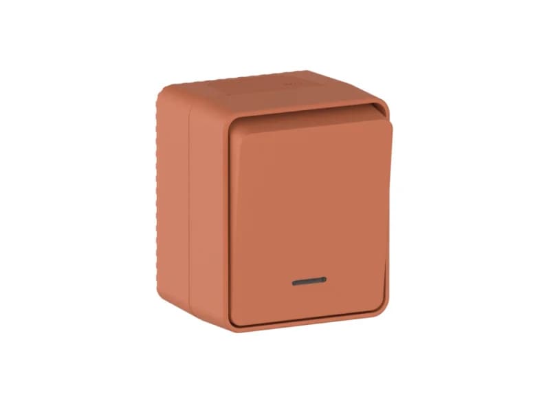 Выключатель 1-клавишный с подсветкой накладной 10А IP54 Schneider AtlasDesign Profi54 терракотовый
