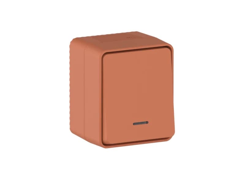 Выключатель 1-клавишный с подсветкой накладной 10А IP54 Schneider AtlasDesign Profi54 терракотовый