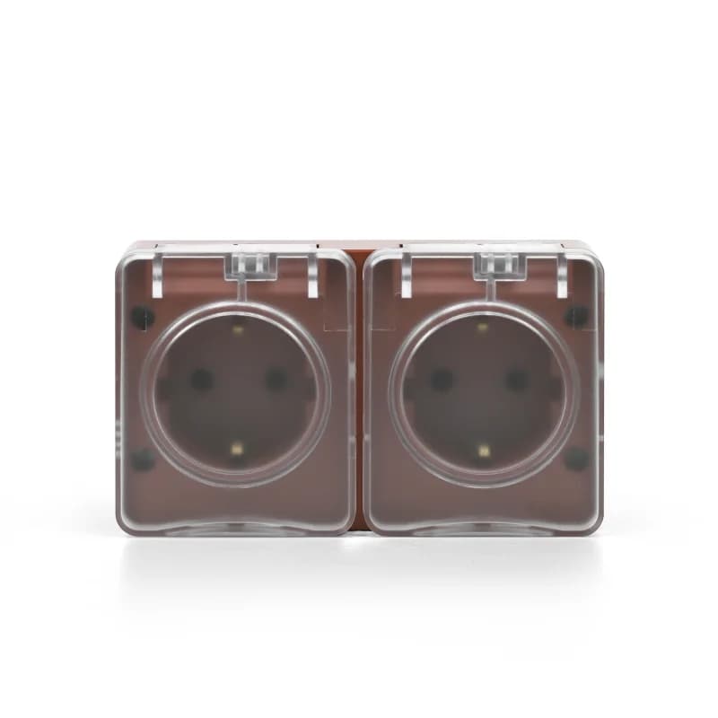 Розетка 2-ая с заземлением со шторками накладная, 16А/250B IP54 Schneider AtlasDesign Profi54 терракотовый