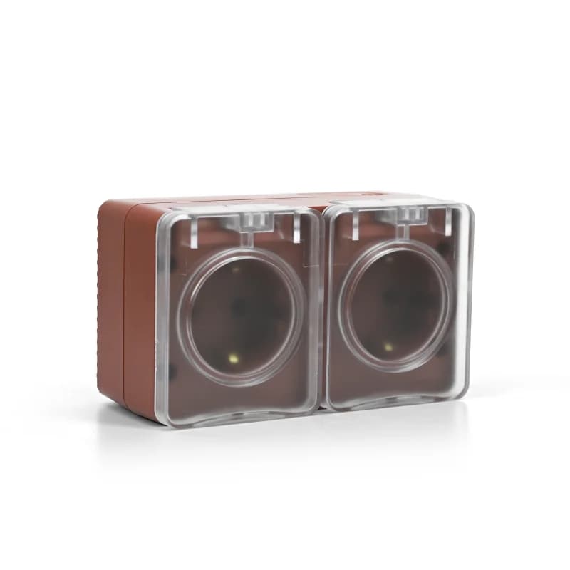 Розетка 2-ая с заземлением со шторками накладная, 16А/250B IP54 Schneider AtlasDesign Profi54 терракотовый