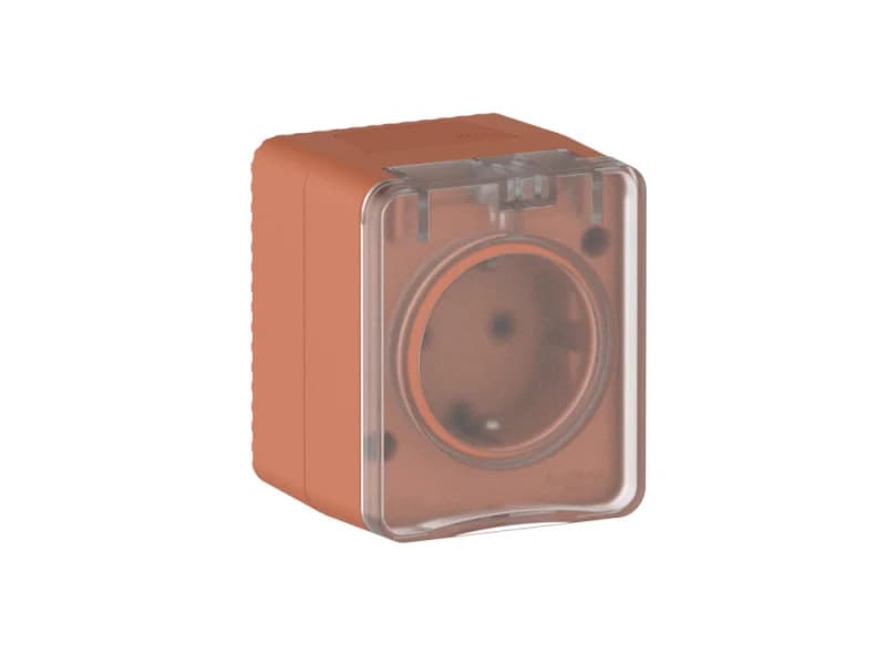 Розетка с заземлением со шторками накладная, 16А/250B IP54 Schneider AtlasDesign Profi54 терракотовый