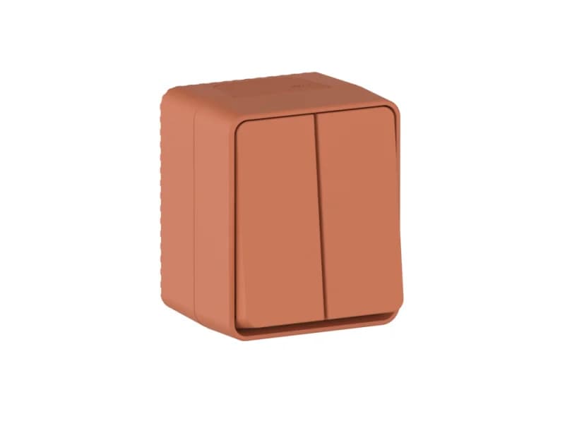 Выключатель 2-клавишный накладной 10АХ IP54 Schneider AtlasDesign Profi54 терракотовый
