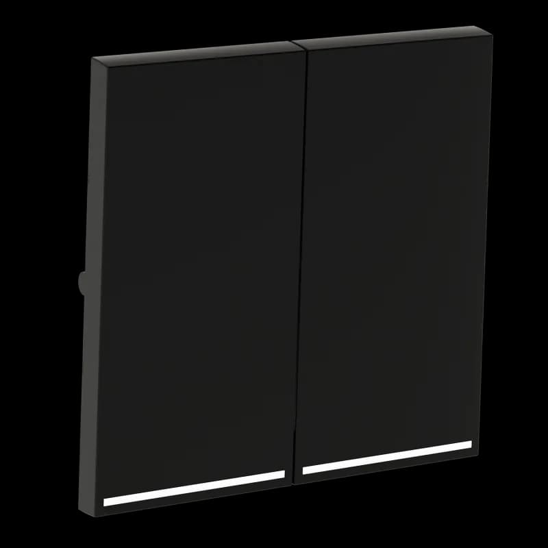 Клавиши для выключателя/переключателя двухклавишного с подсветкой, S70 (черный матовый)