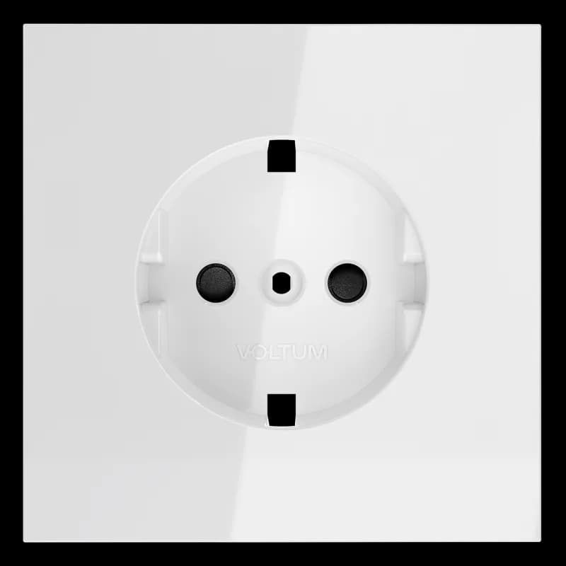 Накладка для розетки с заземлением и защитными шторками, S70 (белый глянцевый)