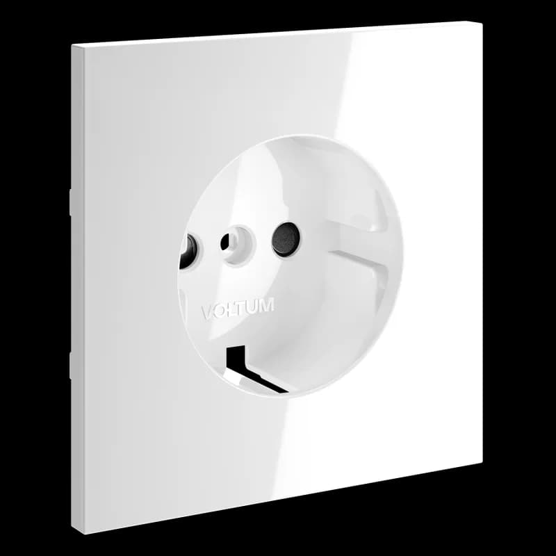 Накладка для розетки с заземлением и защитными шторками, S70 (белый глянцевый)