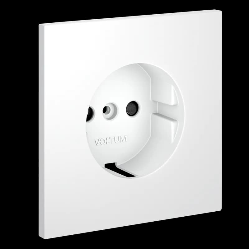 Накладка для розетки с заземлением и защитными шторками, S70 (белый матовый)