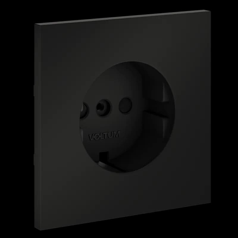 Накладка для розетки с заземлением и защитными шторками, S70 (черный матовый)