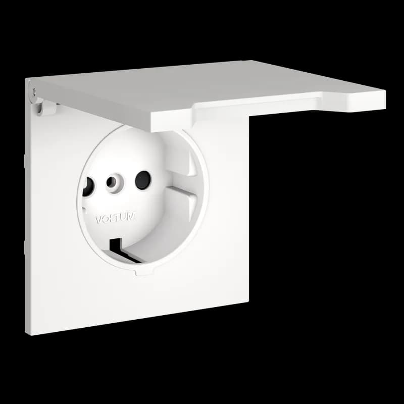 Накладка для розетки с заземлением, защитными шторками и крышкой, S70 (белый матовый)