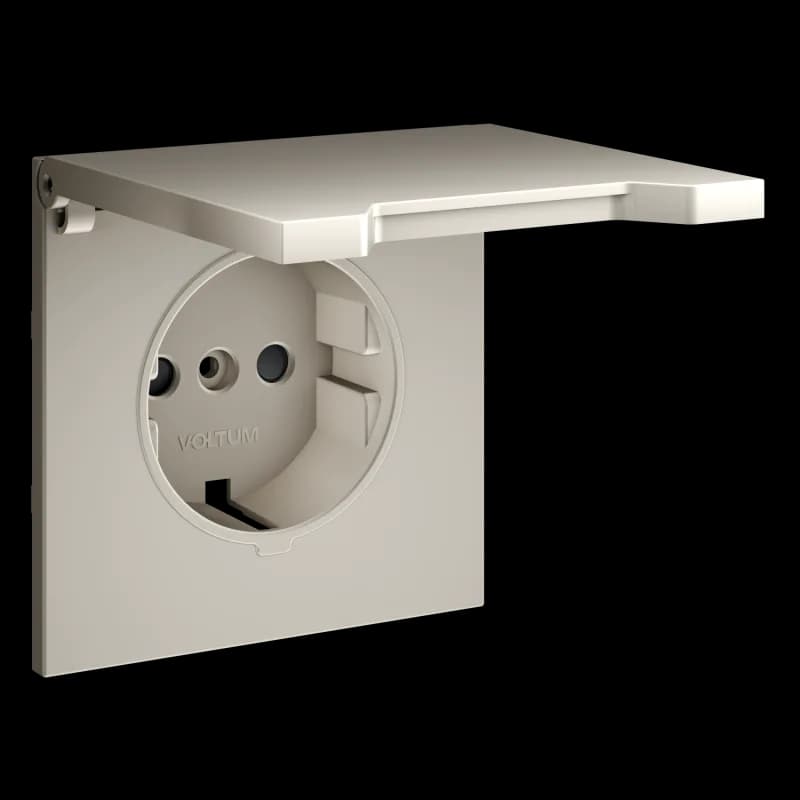 Накладка для розетки с заземлением, защитными шторками и крышкой, S70 (кашемир)