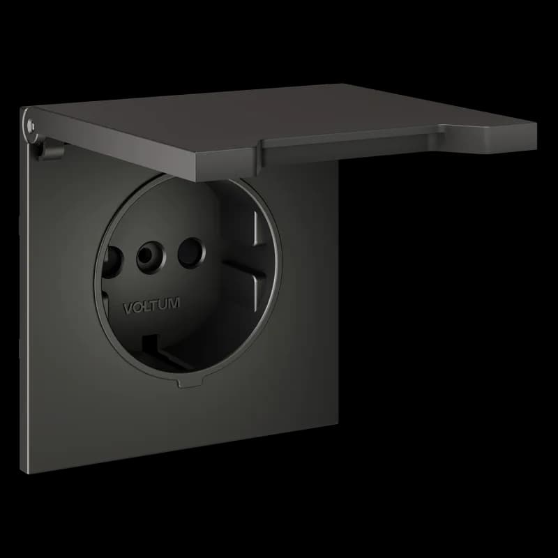 Накладка для розетки с заземлением, защитными шторками и крышкой, S70 (титан)