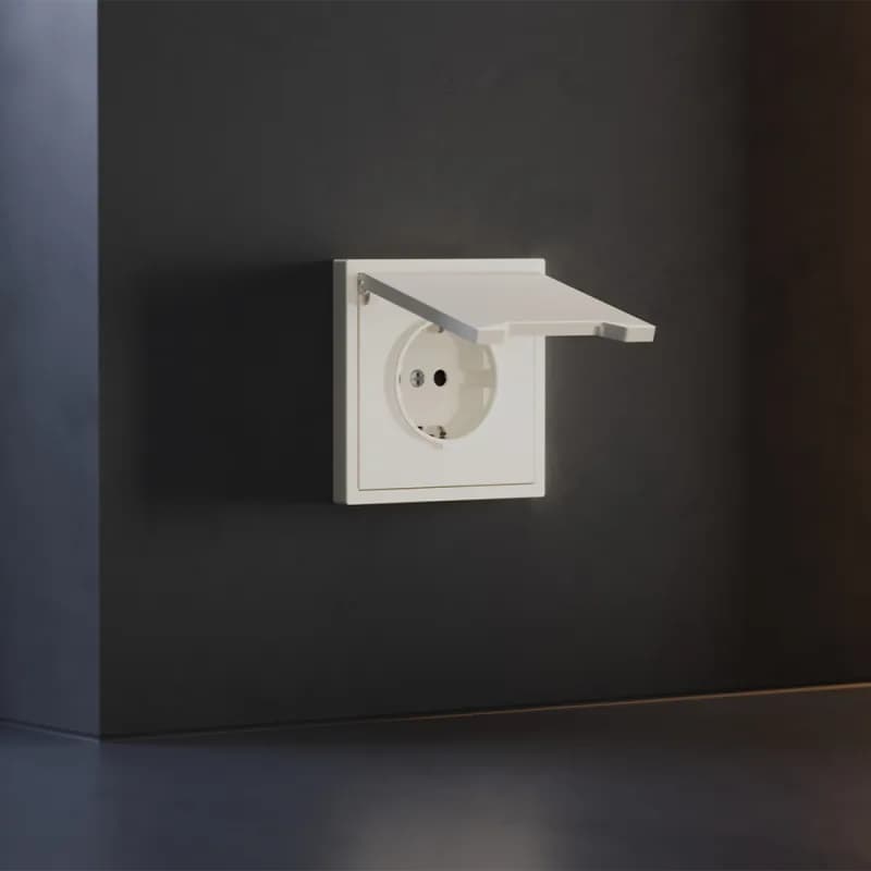 Накладка для розетки с заземлением, защитными шторками и крышкой, S70 (хлопок)