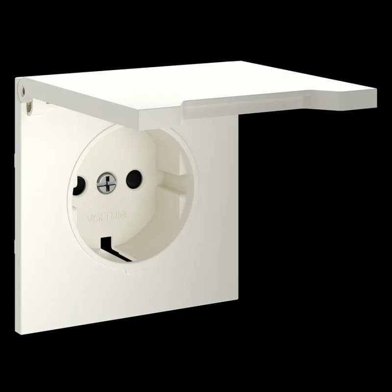 Накладка для розетки с заземлением, защитными шторками и крышкой, S70 (хлопок)