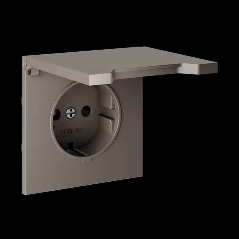 Накладка для розетки с заземлением, защитными шторками и крышкой, S70 (капучино)