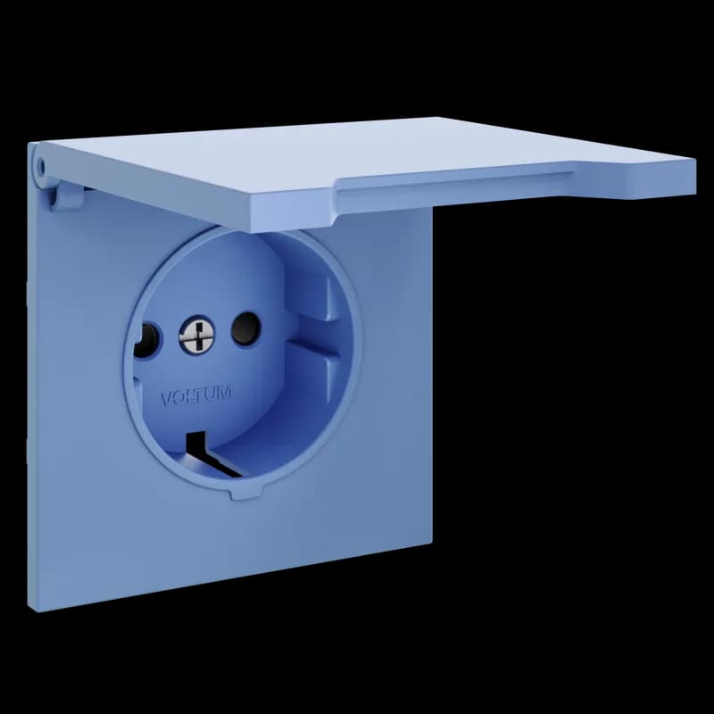 Накладка для розетки с заземлением, защитными шторками и крышкой, S70 (деним)