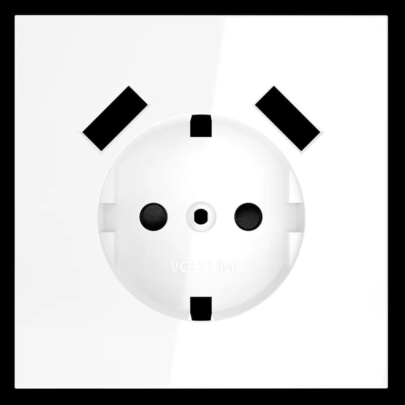 Накладка для розетки с заземлением и защитными шторками, с USB A+A, S70 (белый глянцевый)