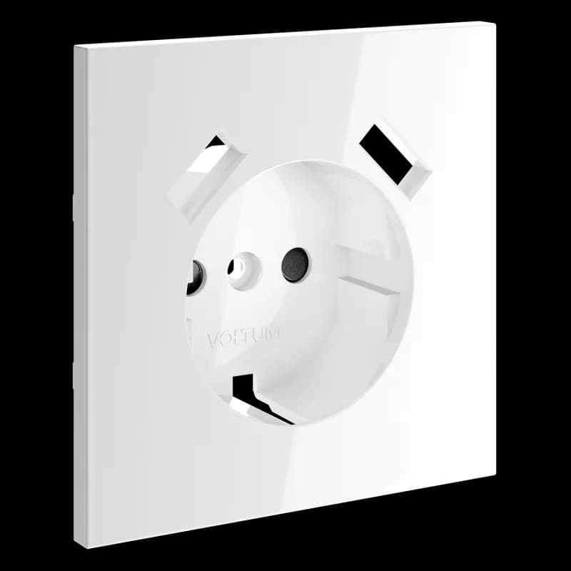 Накладка для розетки с заземлением и защитными шторками, с USB A+A, S70 (белый глянцевый)