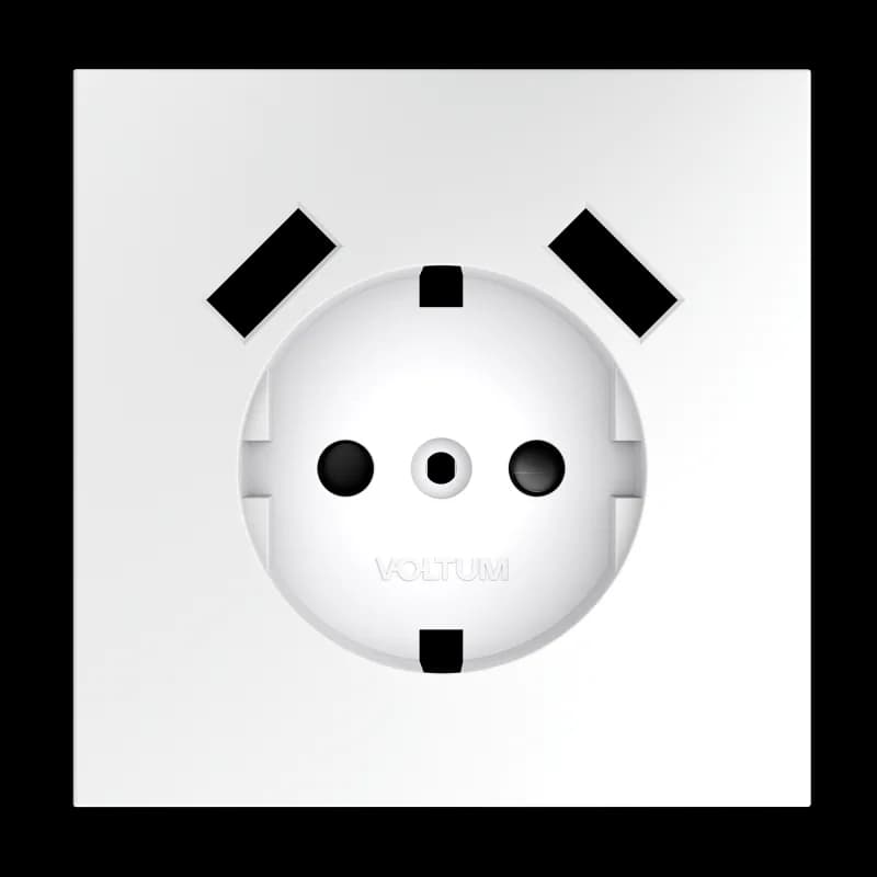 Накладка для розетки с заземлением и защитными шторками, с USB A+A, S70 (белый матовый)