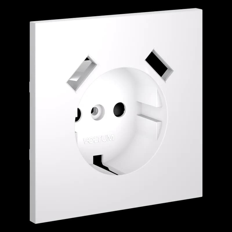 Накладка для розетки с заземлением и защитными шторками, с USB A+A, S70 (белый матовый)