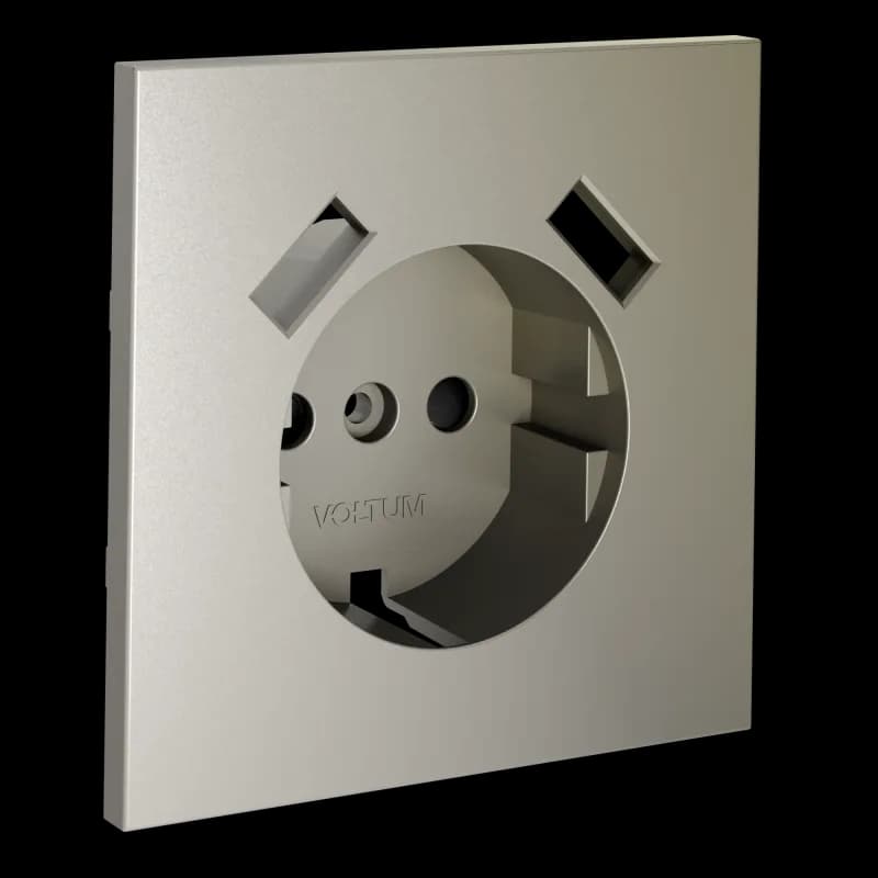 Накладка для розетки с заземлением и защитными шторками, с USB A+A, S70 (шелк)