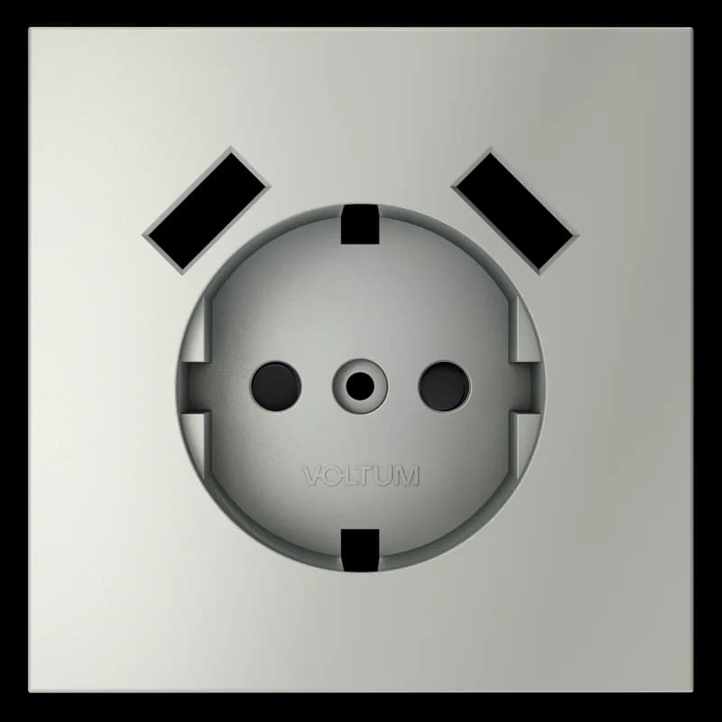 Накладка для розетки с заземлением и защитными шторками, с USB A+A, S70 (сталь)