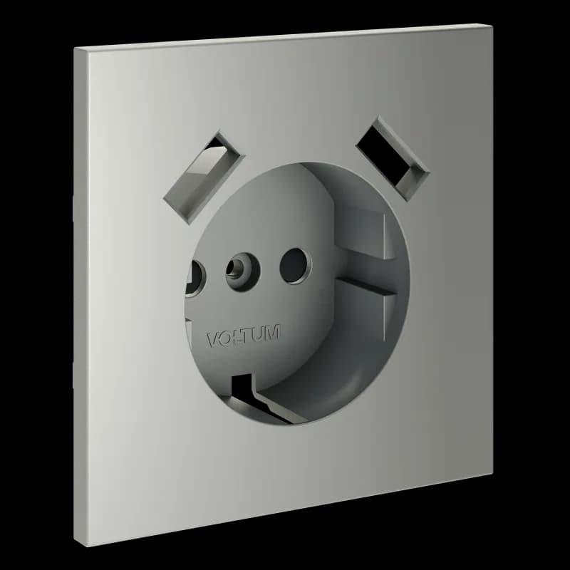 Накладка для розетки с заземлением и защитными шторками, с USB A+A, S70 (сталь)