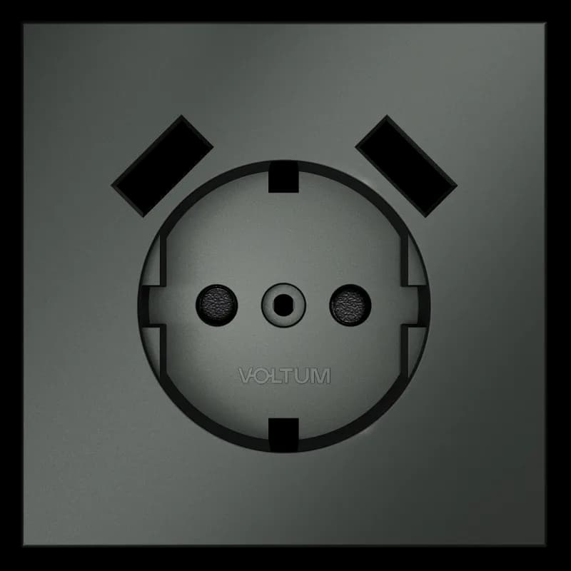 Накладка для розетки с заземлением и защитными шторками, с USB A+A, S70 (титан)