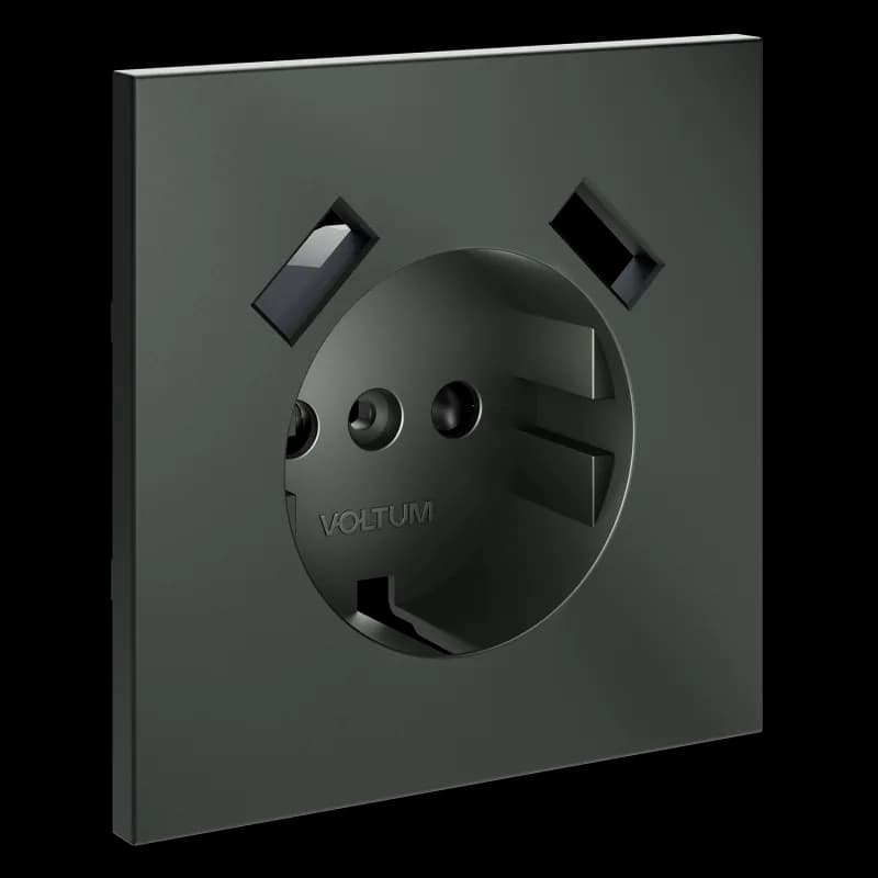 Накладка для розетки с заземлением и защитными шторками, с USB A+A, S70 (титан)