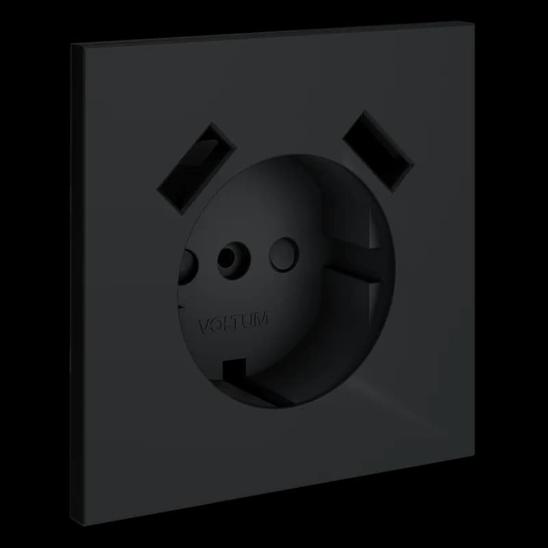 Накладка для розетки с заземлением и защитными шторками, с USB A+A, S70 (графит)