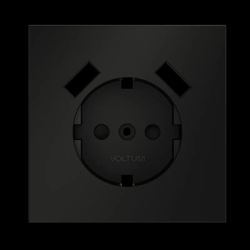 Накладка для розетки с заземлением и защитными шторками, с USB A+A, S70 (черный матовый)