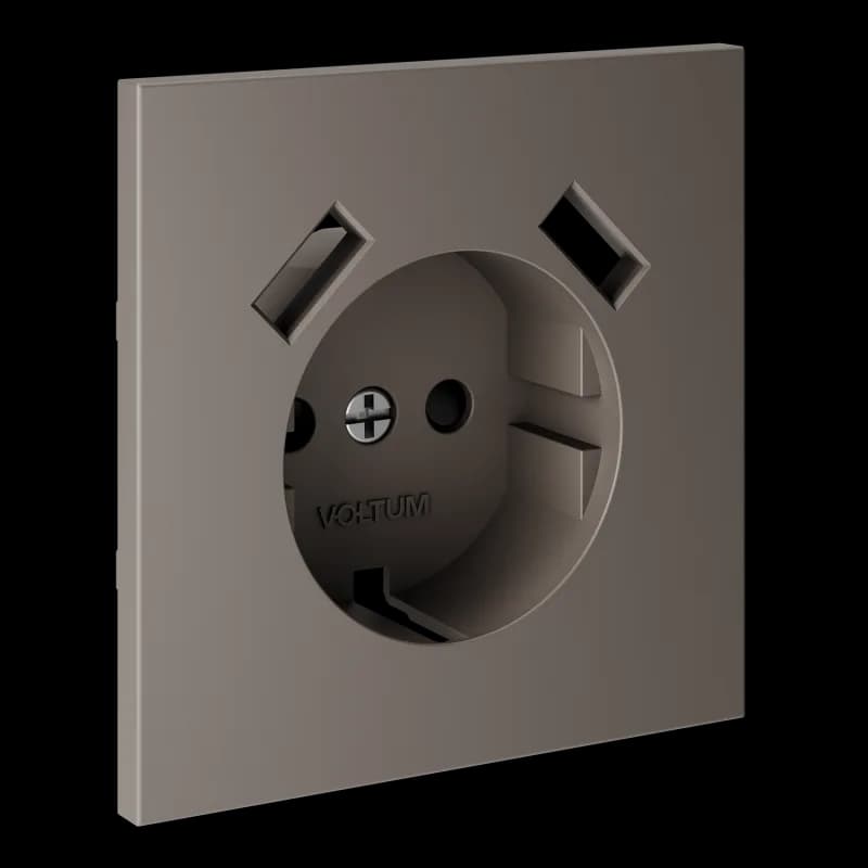 Накладка для розетки с заземлением и защитными шторками, с USB A+A, S70 (капучино)