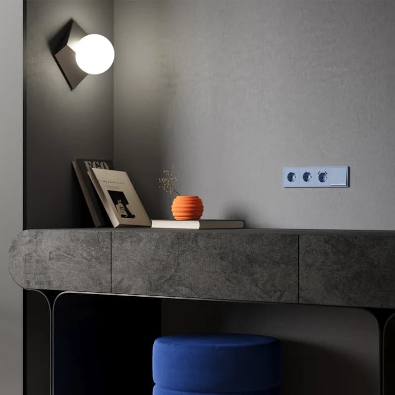 Накладка для розетки с заземлением и защитными шторками, с USB A+A, S70 (деним)