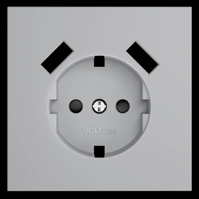 Накладка для розетки с заземлением и защитными шторками, с USB A+A, S70 (серый)