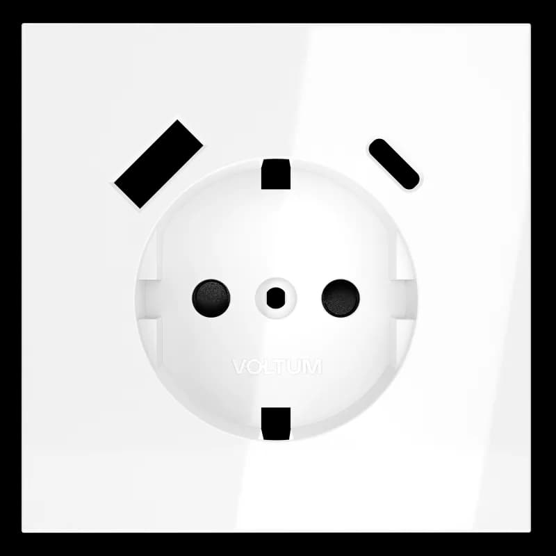 Накладка для розетки с заземлением и защитными шторками, с USB A+C, S70 (белый глянцевый)