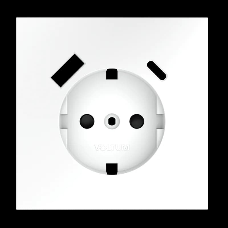 Накладка для розетки с заземлением и защитными шторками, с USB A+C, S70 (белый матовый)