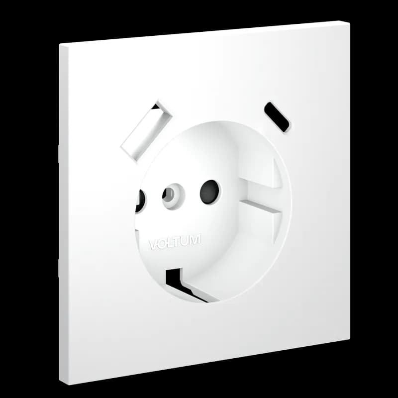 Накладка для розетки с заземлением и защитными шторками, с USB A+C, S70 (белый матовый)