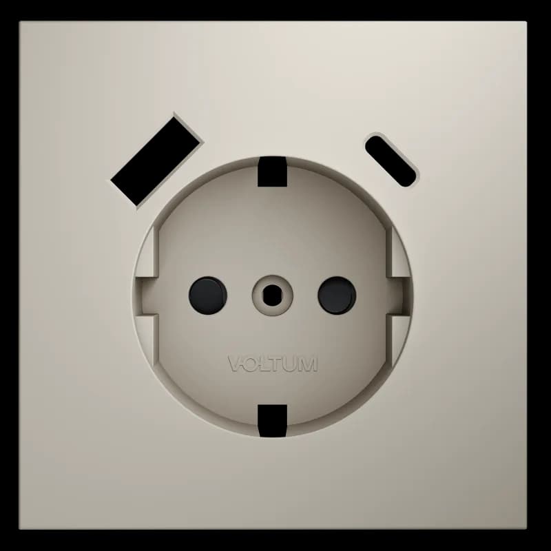 Накладка для розетки с заземлением и защитными шторками, с USB A+C, S70 (кашемир)