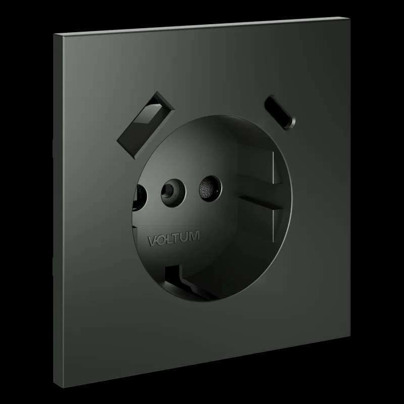 Накладка для розетки с заземлением и защитными шторками, с USB A+C, S70 (титан)