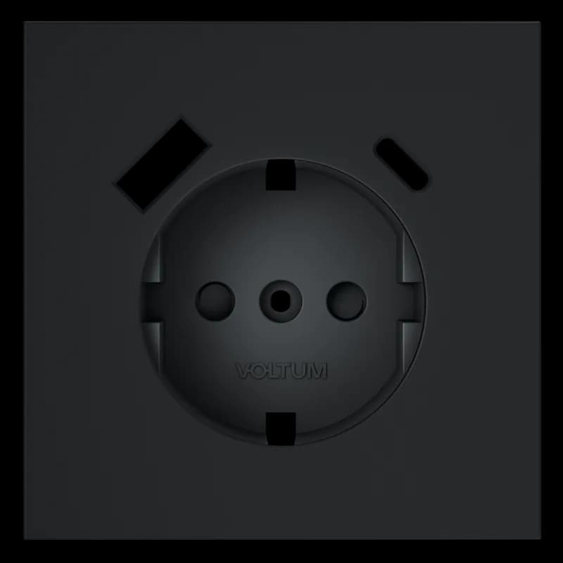 Накладка для розетки с заземлением и защитными шторками, с USB A+C, S70 (графит)