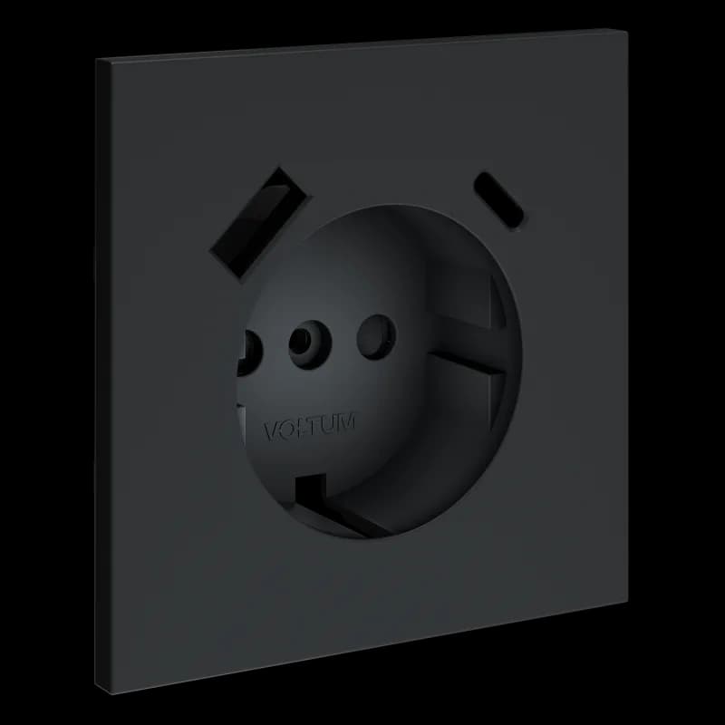 Накладка для розетки с заземлением и защитными шторками, с USB A+C, S70 (графит)