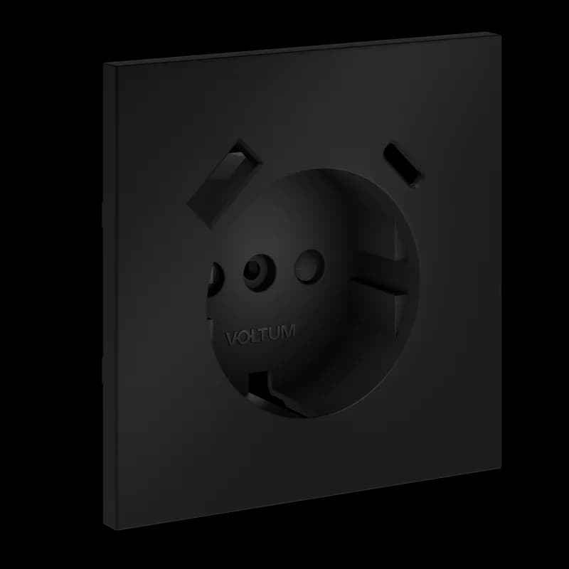 Накладка для розетки с заземлением и защитными шторками, с USB A+C, S70 (черный матовый)