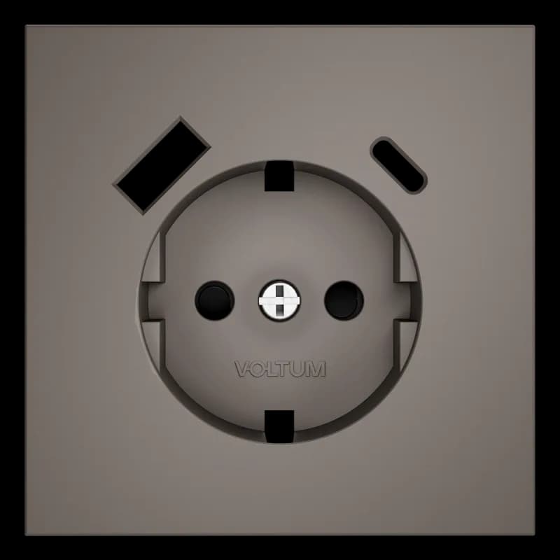 Накладка для розетки с заземлением и защитными шторками, с USB A+C, S70 (капучино)