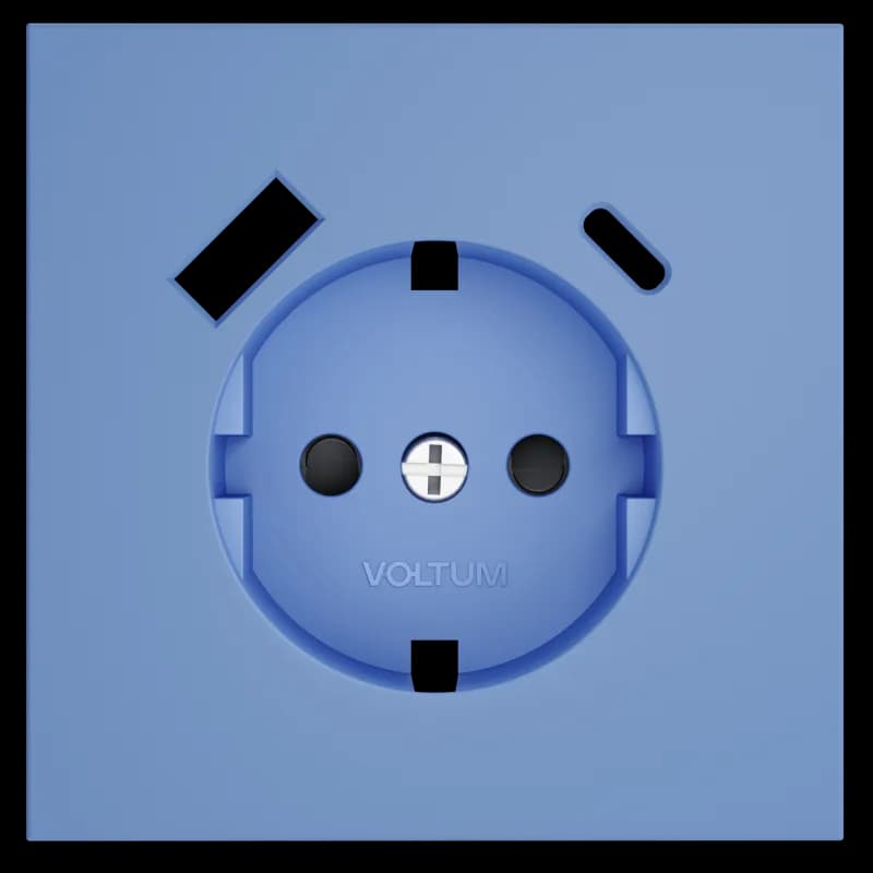 Накладка для розетки с заземлением и защитными шторками, с USB A+C, S70 (деним)