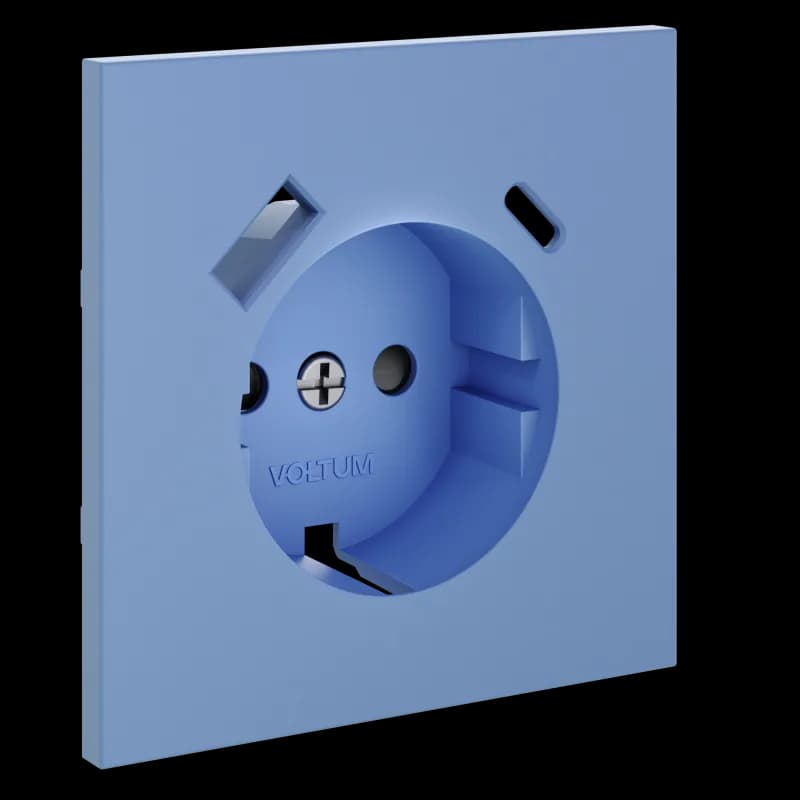 Накладка для розетки с заземлением и защитными шторками, с USB A+C, S70 (деним)