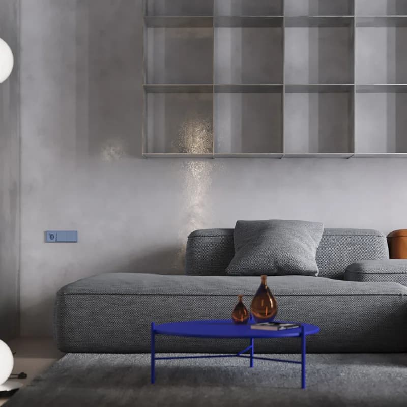 Накладка для розетки с заземлением и защитными шторками, с USB A+C, S70 (деним)